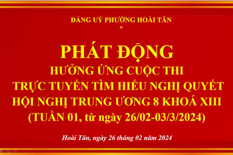 Đảng uỷ phường Hoài Tân hưởng ứng cuộc thi trực tuyến tìm hiểu Nghị quyết Hội nghị Trung ương 8 khoá XIII